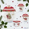 Tál Porcelán karácsonyi kerek bambusztálcán 12x15,5cm