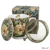 Bögre porcelán 510ml talpas, teaszűrővel PEONY BLUE Díszdobozban