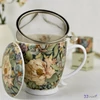 Bögre porcelán 510ml talpas, teaszűrővel PEONY WHITE Díszdobozban