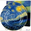 Tányér desszertes kerámia 19cm, Van Gogh: Csillagos Éj 2db-os szett, dobozban,