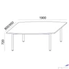 Kép 3/4 - Tárgyalóaszta íves szürke fémlábba 80/95x190cm MAYAH Freedom SV-43 fehér