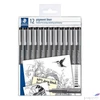Kép 1/2 - Tusfilc készlet Staedtler 12 különböző vonalvastagság Pigment Liner 308, fekete