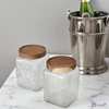 Üveg konyhai tároló Dombormintás akácfa tetővel 10x10x14,5cm