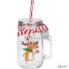 Üvegpohár 450ML karácsony mintás szívószállal 3féle kpm25