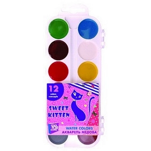 Vízfesték 12 Cool for School CFS Sweet Kitten 12színű ecset nélkül ICO műanyag dobozos Papiron