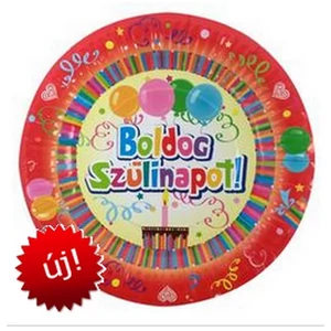 Party tányér 23cm szülinap Boldog Születésnapot! felirattal 23cm (6db/csomag) Happy Birthday