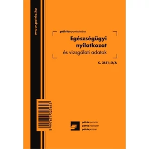 Ny C 3151-2/a egészségügyi k. Egészségügyi kiskönyv A/6