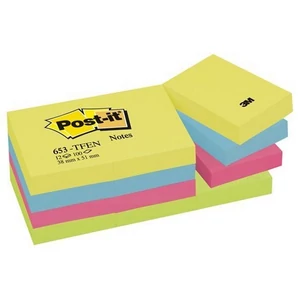 Öntapadós jegyzettömb 38X51mm 3M/Post-it 653-TFEN energikus színek 12x100lap/csom