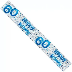 Party banner 2,6m Fólia felirat Happy Birthday 60-as Blue Fiús Kék szülinapi fólia felirat