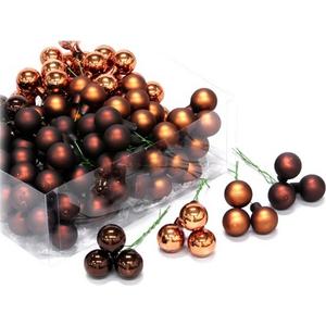 Karácsonyi gömb 21' betűzős üveg 2cm 3db/fonat sötét barna fényes-matt