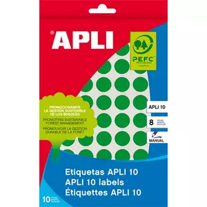 Etikett Apli körcímke 10mm kézzel írható (1008dbcsomag) zöld