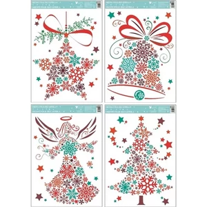 Ablakmatrica karácsonyi csillámos színes karácsonyi motívumok 33,5x25,5 cm