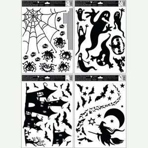 Ablakmatrica ragasztó nélküli, sztatikus, csillámos 30x42 cm, HALLOWEEN