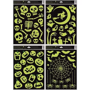 Ablakmatrica Sötétben világító ragasztó nélküli ablak 30x42 cm, HALLOWEEN