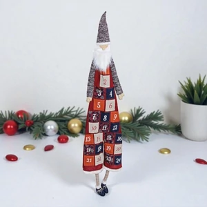 Adventi kalendárium 23' textil 180cm 24db zsebbel mikulás lábbal exkluzív termék adventinaptár óriás