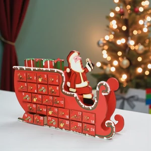 Adventi kalendárium 24' mikulás szán alakú Adventinaptár 6cmx35cmx23cm sdkae