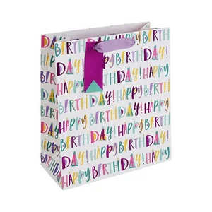 Ajándéktasak 21,5x25 Clairefontaine fehér Happy Birthday feliattal 32265-C