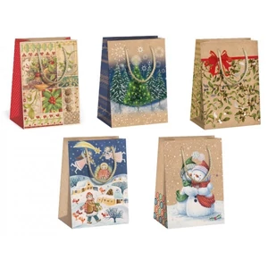Ajándéktasak karácsonyi Natúr/Eco vegyes mintával 13x18x8cm /a minta nem választható/