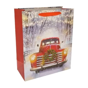 Ajándéktasak karácsony autós glitteres 18x23x10cm