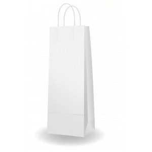Ajándéktasak sodrott füles italtasak, fehér 14x38x8cm
