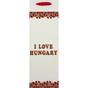 Ajándéktasak szalagfüles I LOVE HUNGARY feliratos italtasak mérete: 11x36cm italos tasak