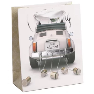 Ajándéktasak szalagfüles Just Married 11x14Cm