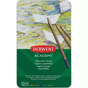 Színes ceruza Akvarell Derwent 12db Academy fémdobozos Írószerek DERWENT 2301941