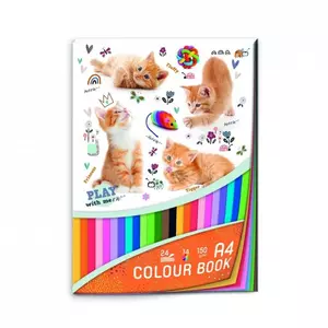 Színes karton blokk Argus A4, 150grammos, 13 szín/24 ív Cats/Yoga 1703-0330, 0311