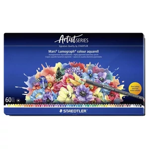 Akvarell színes ceruza készlet hatszögletű fémdobozos STAEDTLER Mars® Lumograph® 104" 60 különböző szín