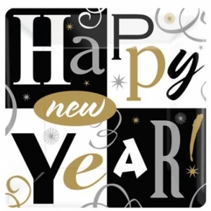 Party tányér Happy New Year 17cm 8db/csomag