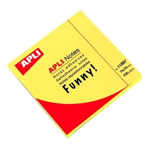 Öntapadós jegyzettömb 75x75 Apli neonsárga 100lap/csom