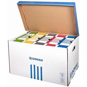 Archiváló konténer Donau 558x370x315mm felfelé nyíló kék-feh kart Iratrendezés DONAU 7665301FSC-10
