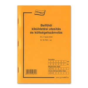 Ny B 18-70/V belföldi kiküld Belf. kiküld. utasít. és kltg. elszámolá A5 25x4