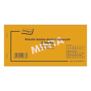B 12-121/V átadás-átvétel Készlet átadás-átvételi bizonylat, 3téte 25x4,100x190mm