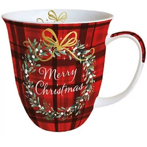 Bögre karácsonyi Porcelán Christmas Plaid Red, 0,4l