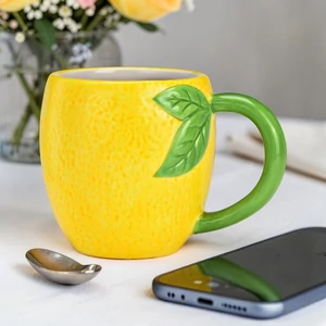 Bögre kerámia 360ml Sárga-zöld citromos porcelán 1db/ár SDGW26