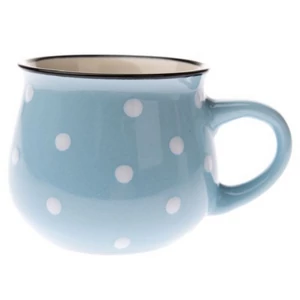 Bögre porcelán 2,3dl világoskék alapon fehér pöttyös,