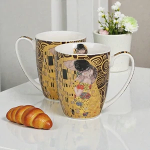 Bögre porcelán 360ml (Klimt) THE KISS BROWN 2 db /szett Díszdobozban