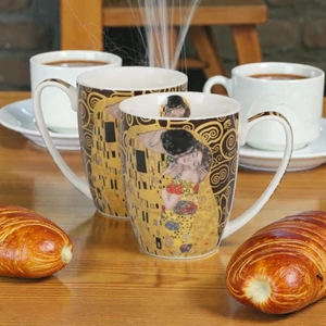 Bögre porcelán 360ml (Klimt) THE KISS BROWN 2 db /szett Díszdobozban