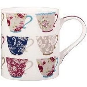 Bögre mintás Tea fehér lila füllel Floral Teacup