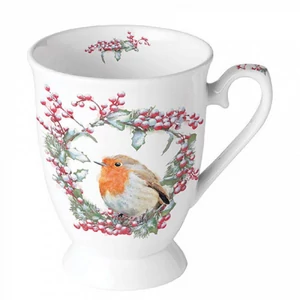 Bögre porcelán Ambiante Robin in Wreath 2,5dl porcelánbögre