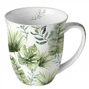 Bögre porcelán Ambiante Jungle leaves white 4dl porcelánbögre