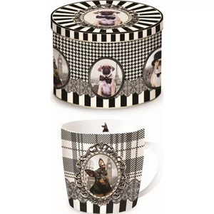 Bögre porcelán 250ml fémdobozban Barocco Dogs B