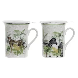 Bögre porcelán 280ml 11x8,5x11cm, fedővel 2 féle állatos