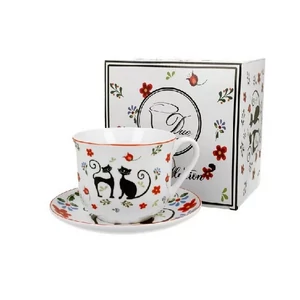 Csésze+alj Porcelán 470ml, cicás