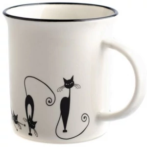 Bögre Porcelán 310ml nyújtózó fekete macskás dobozban