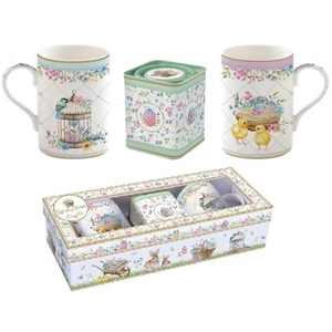 Bögre porcelán 350ml 2db+fémdoboz 7,5x7,5x9cm dobozban, Spring Bloom