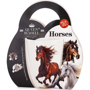 Bögre Porcelán 350ml, barna lovas díszcsomagolásban