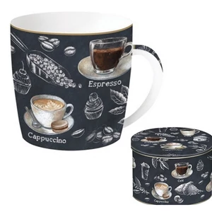 Bögre porcelán 3,5dl fémdobozban Barista dobozban