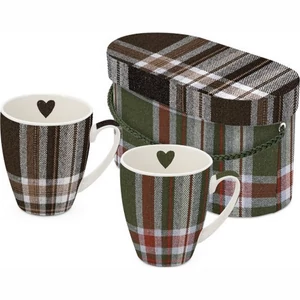 Bögre Porcelán 3,5dl Check Green
